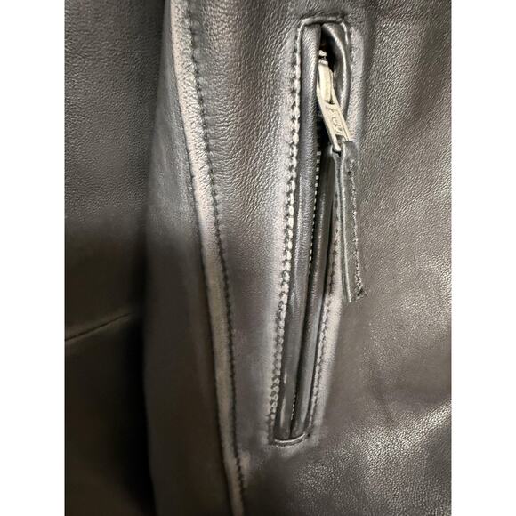Barneys Originals Leather Jacket Womens 20 Black Biker Moto Asymmetrical Zip - Picture 5 of 16